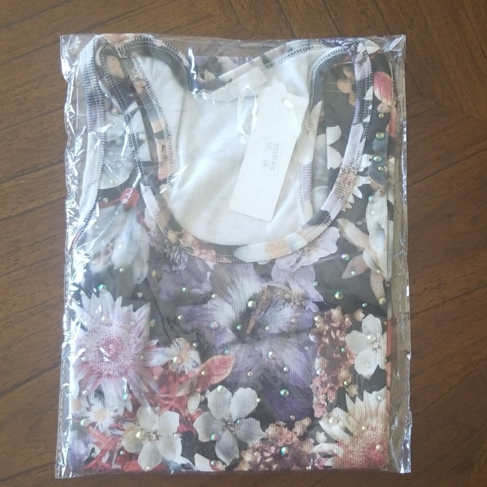FloralTang Top with Jewels